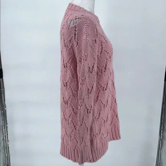 Red Valentino Pink Open-Knit Wool Blend Sweater Size M Made in Italy - Picture 4 of 11
